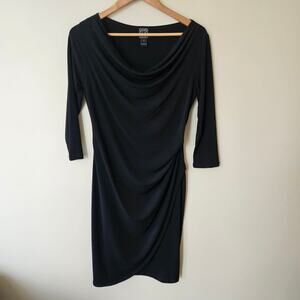 Clara Sun Woo Stretch Knit Dress, Size Small Draped Cocktail 3/4 Y2K LBD